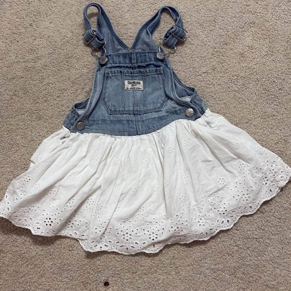 OshKosh B'gosh Blue Denim and White Eyelet Dress